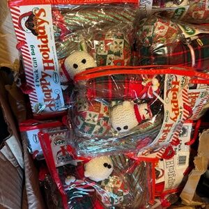 10 packs Cat Toy Christmas Holiday Stocking gift bag snowman candy cane ornament